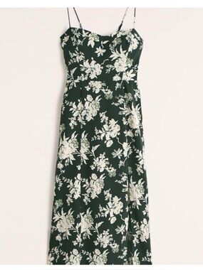 Abercrombie Camille High-Slit Dress - Dark Green Floral Medium